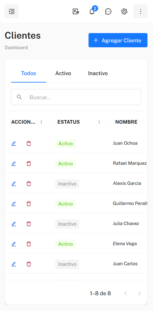Administra tus clientes